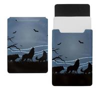 Eslifey 13 Inch Slim Laptop Sleeve Case Leather Bag with Magnetic Closure, Wolves and Bats Microfiber Leather Case
