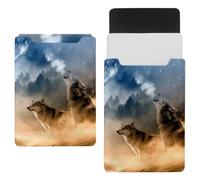 Eslifey 13 Inch Slim Laptop Sleeve Case Leather Bag with Magnetic Closure, Wolves Soaring Microfiber Leather Case