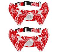 Eslifey 2 Pack Dog Collar with Bowtie and Bell, Abstract Ballerina Lips Love Heart Ballet Pattern Adjustable Lapel Design Cat Bow Tie Collar for Small Pets