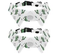 Eslifey 2 Pack Dog Collar with Bowtie and Bell, Abstract Geometry and Cactus Desert Plant Pattern Adjustable Lapel Design Cat Bow Tie Collar for Small Pets