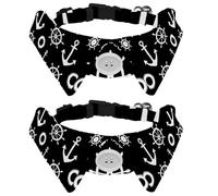 Eslifey 2 Pack Dog Collar with Bowtie and Bell, Anchor Steering Wheel Adjustable Lapel Design Cat Bow Tie Collar for Small Pets