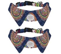 Eslifey 2 Pack Dog Collar with Bowtie and Bell, Astrological Fortune Wheel Adjustable Lapel Design Cat Bow Tie Collar for Small Pets