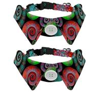 Eslifey 2 Pack Dog Collar with Bowtie and Bell, Beautiful Color Chameleon Tails Adjustable Lapel Design Cat Bow Tie Collar for Small Pets