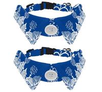 Eslifey 2 Pack Dog Collar with Bowtie and Bell, Beautiful Houses and Winter Blue Pattern Adjustable Lapel Design Cat Bow Tie Collar for Small Pets
