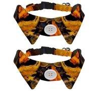 Eslifey 2 Pack Dog Collar with Bowtie and Bell, Beautiful Koi Fish Art Pattern Adjustable Lapel Design Cat Bow Tie Collar for Small Pets