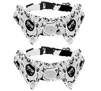 Eslifey 2 Pack Dog Collar with Bowtie and Bell, Black White Hipster Cats Pattern Adjustable Lapel Design Cat Bow Tie Collar for Small Pets