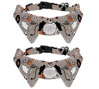 Eslifey 2 Pack Dog Collar with Bowtie and Bell, Cartoon Instrument Guitar Headset Adjustable Lapel Design Cat Bow Tie Collar for Small Pets