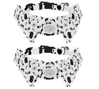 Eslifey 2 Pack Dog Collar with Bowtie and Bell, Cat Paw Fishbone Footprint Adjustable Lapel Design Cat Bow Tie Collar for Small Pets
