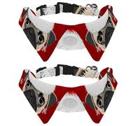 Eslifey 2 Pack Dog Collar with Bowtie and Bell, Christmas Hat Cute Hipster Pug Snowflake Adjustable Lapel Design Cat Bow Tie Collar for Small Pets