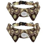 Eslifey 2 Pack Dog Collar with Bowtie and Bell, Circle Gear Pattern Adjustable Lapel Design Cat Bow Tie Collar for Small Pets