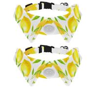 Eslifey 2 Pack Dog Collar with Bowtie and Bell, Citrus Fruit Yellow Lemon Adjustable Lapel Design Cat Bow Tie Collar for Small Pets