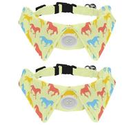 Eslifey 2 Pack Dog Collar with Bowtie and Bell, Color Run Horse Pattern Adjustable Lapel Design Cat Bow Tie Collar for Small Pets