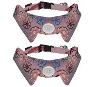 Eslifey 2 Pack Dog Collar with Bowtie and Bell, Color Sea Steering Wheel Pattern Adjustable Lapel Design Cat Bow Tie Collar for Small Pets