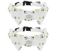 Eslifey 2 Pack Dog Collar with Bowtie and Bell, Colored Frogs Footprints Pattern Adjustable Lapel Design Cat Bow Tie Collar for Small Pets