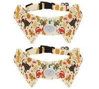 Eslifey 2 Pack Dog Collar with Bowtie and Bell, Colorful Animals Cat Butterfly Flower Adjustable Lapel Design Cat Bow Tie Collar for Small Pets