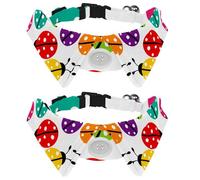 Eslifey 2 Pack Dog Collar with Bowtie and Bell, Colorful Cartoon Insect Ladybirds Pattern Adjustable Lapel Design Cat Bow Tie Collar for Small Pets