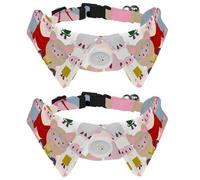 Eslifey 2 Pack Dog Collar with Bowtie and Bell, Colorful Hipster Pigs Pattern Adjustable Lapel Design Cat Bow Tie Collar for Small Pets