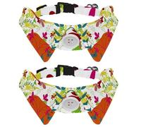 Eslifey 2 Pack Dog Collar with Bowtie and Bell, Colorful Plants Animals Elephant Adjustable Lapel Design Cat Bow Tie Collar for Small Pets