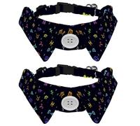 Eslifey 2 Pack Dog Collar with Bowtie and Bell, Colorful Zodiac Pattern Adjustable Lapel Design Cat Bow Tie Collar for Small Pets