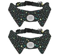 Eslifey 2 Pack Dog Collar with Bowtie and Bell, Colorful Zodiac Stars Adjustable Lapel Design Cat Bow Tie Collar for Small Pets