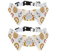 Eslifey 2 Pack Dog Collar with Bowtie and Bell, Compass Steering Wheel Tools Adjustable Lapel Design Cat Bow Tie Collar for Small Pets