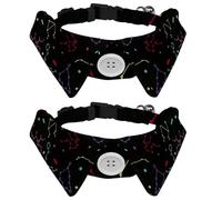 Eslifey 2 Pack Dog Collar with Bowtie and Bell, Constellations Zodiac Adjustable Lapel Design Cat Bow Tie Collar for Small Pets