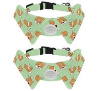 Eslifey 2 Pack Dog Collar with Bowtie and Bell, Corgi Dog Sleep Illustrations Adjustable Lapel Design Cat Bow Tie Collar for Small Pets