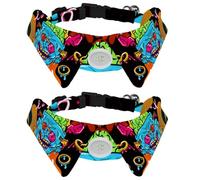 Eslifey 2 Pack Dog Collar with Bowtie and Bell, Crazy Zombie Skeleton Adjustable Lapel Design Cat Bow Tie Collar for Small Pets