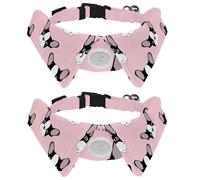 Eslifey 2 Pack Dog Collar with Bowtie and Bell, Cute Cartoon Hipster Bulldog Pattern Adjustable Lapel Design Cat Bow Tie Collar for Small Pets