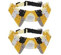 Eslifey 2 Pack Dog Collar with Bowtie and Bell, Cute Cartoon Hipster Cat Face Pattern Adjustable Lapel Design Cat Bow Tie Collar for Small Pets