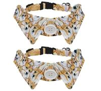 Eslifey 2 Pack Dog Collar with Bowtie and Bell, Cute Hipster Dogs Puppy Pattern Adjustable Lapel Design Cat Bow Tie Collar for Small Pets