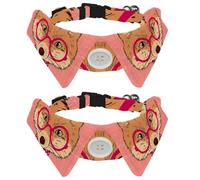 Eslifey 2 Pack Dog Collar with Bowtie and Bell, Cute Hipster Fox with Glasses Bow Adjustable Lapel Design Cat Bow Tie Collar for Small Pets