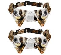 Eslifey 2 Pack Dog Collar with Bowtie and Bell, Cute Hipster Sloth Adjustable Lapel Design Cat Bow Tie Collar for Small Pets