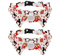 Eslifey 2 Pack Dog Collar with Bowtie and Bell, Cute Japanese Dolls Kokeshi Pattern Adjustable Lapel Design Cat Bow Tie Collar for Small Pets