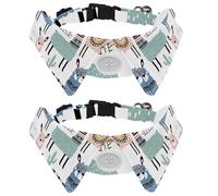 Eslifey 2 Pack Dog Collar with Bowtie and Bell, Cute Llama Alpaca Cactus Pattern Adjustable Lapel Design Cat Bow Tie Collar for Small Pets