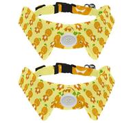 Eslifey 2 Pack Dog Collar with Bowtie and Bell, Cute Orange Man Adjustable Lapel Design Cat Bow Tie Collar for Small Pets