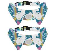 Eslifey 2 Pack Dog Collar with Bowtie and Bell, Cute Unicorn Be My Person Adjustable Lapel Design Cat Bow Tie Collar for Small Pets