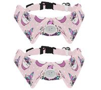 Eslifey 2 Pack Dog Collar with Bowtie and Bell, Cute Unicorn Cupcake Pattern Adjustable Lapel Design Cat Bow Tie Collar for Small Pets