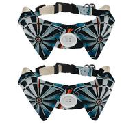 Eslifey 2 Pack Dog Collar with Bowtie and Bell, Dart Arrow Dartboard Adjustable Lapel Design Cat Bow Tie Collar for Small Pets