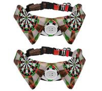 Eslifey 2 Pack Dog Collar with Bowtie and Bell, Dart Board on Wooden Adjustable Lapel Design Cat Bow Tie Collar for Small Pets
