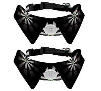 Eslifey 2 Pack Dog Collar with Bowtie and Bell, Dart on Dark Adjustable Lapel Design Cat Bow Tie Collar for Small Pets