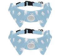 Eslifey 2 Pack Dog Collar with Bowtie and Bell, Dental Tooth Pattern Adjustable Lapel Design Cat Bow Tie Collar for Small Pets