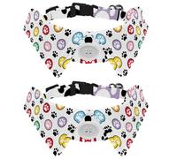 Eslifey 2 Pack Dog Collar with Bowtie and Bell, Dog Paw Polka Dot Footprint Adjustable Lapel Design Cat Bow Tie Collar for Small Pets