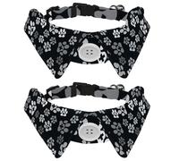 Eslifey 2 Pack Dog Collar with Bowtie and Bell, Dog Paws Hospital Pattern Adjustable Lapel Design Cat Bow Tie Collar for Small Pets