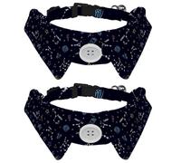 Eslifey 2 Pack Dog Collar with Bowtie and Bell, Doodles Zodiac Stars Adjustable Lapel Design Cat Bow Tie Collar for Small Pets