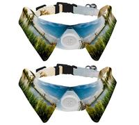 Eslifey 2 Pack Dog Collar with Bowtie and Bell, Dutch Windmill Adjustable Lapel Design Cat Bow Tie Collar for Small Pets