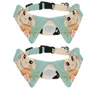 Eslifey 2 Pack Dog Collar with Bowtie and Bell, Easter Bunny Egg Adjustable Lapel Design Cat Bow Tie Collar for Small Pets