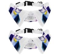 Eslifey 2 Pack Dog Collar with Bowtie and Bell, Fashion Watercolor Hipster Cats Glasses Adjustable Lapel Design Cat Bow Tie Collar for Small Pets
