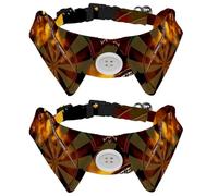 Eslifey 2 Pack Dog Collar with Bowtie and Bell, Fire Dart Board Illustration Adjustable Lapel Design Cat Bow Tie Collar for Small Pets