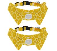 Eslifey 2 Pack Dog Collar with Bowtie and Bell, Fruit Lemon Pattern Citrus Adjustable Lapel Design Cat Bow Tie Collar for Small Pets